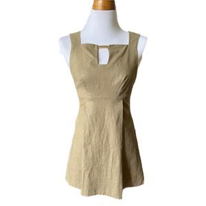 SPENSE Gold Fit & Flare Dress w/ Metal Bar Closure